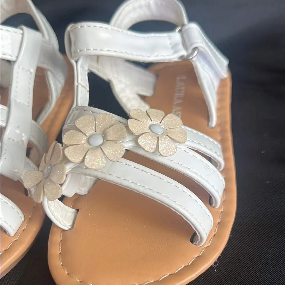 Laura Ashley White and Brown Floral Sandals